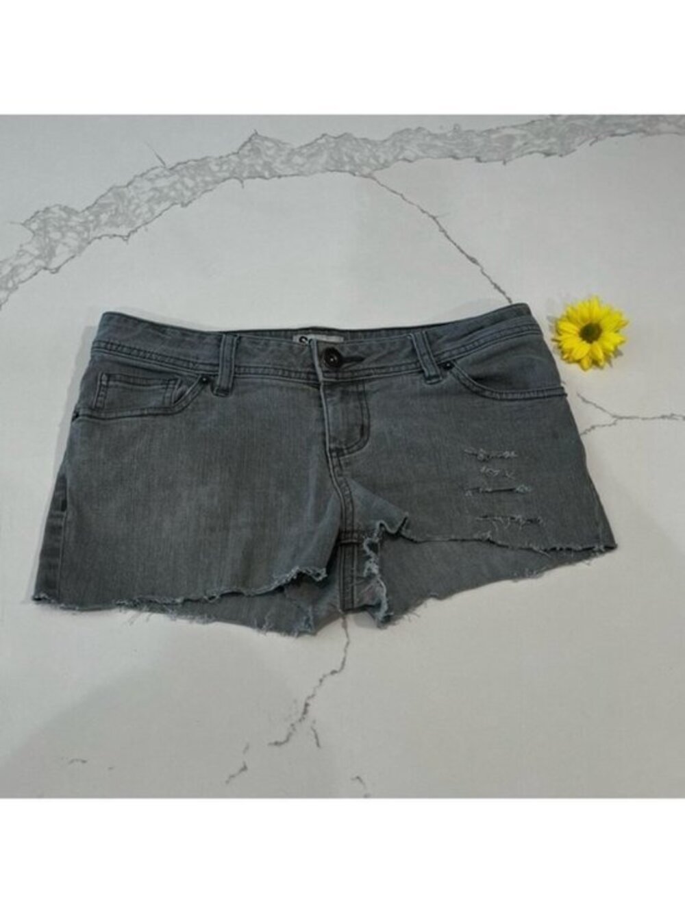 SO Gray Jean Shorts with Distressed Details juniors Siize 9 summer festival